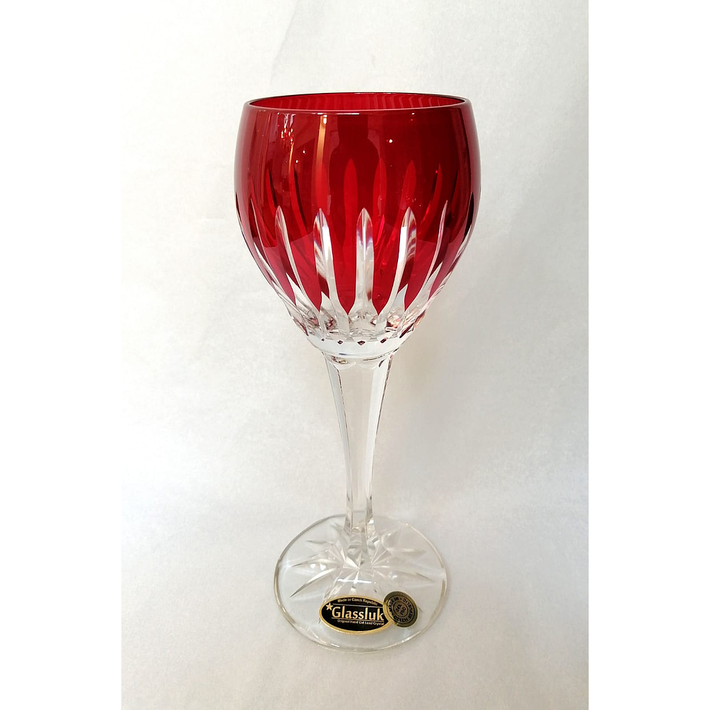 CRISTAL DE ROCA PARIS-ROJO OSCURO-220 ml-COPA VINO-BOHEMIA CRISTAL