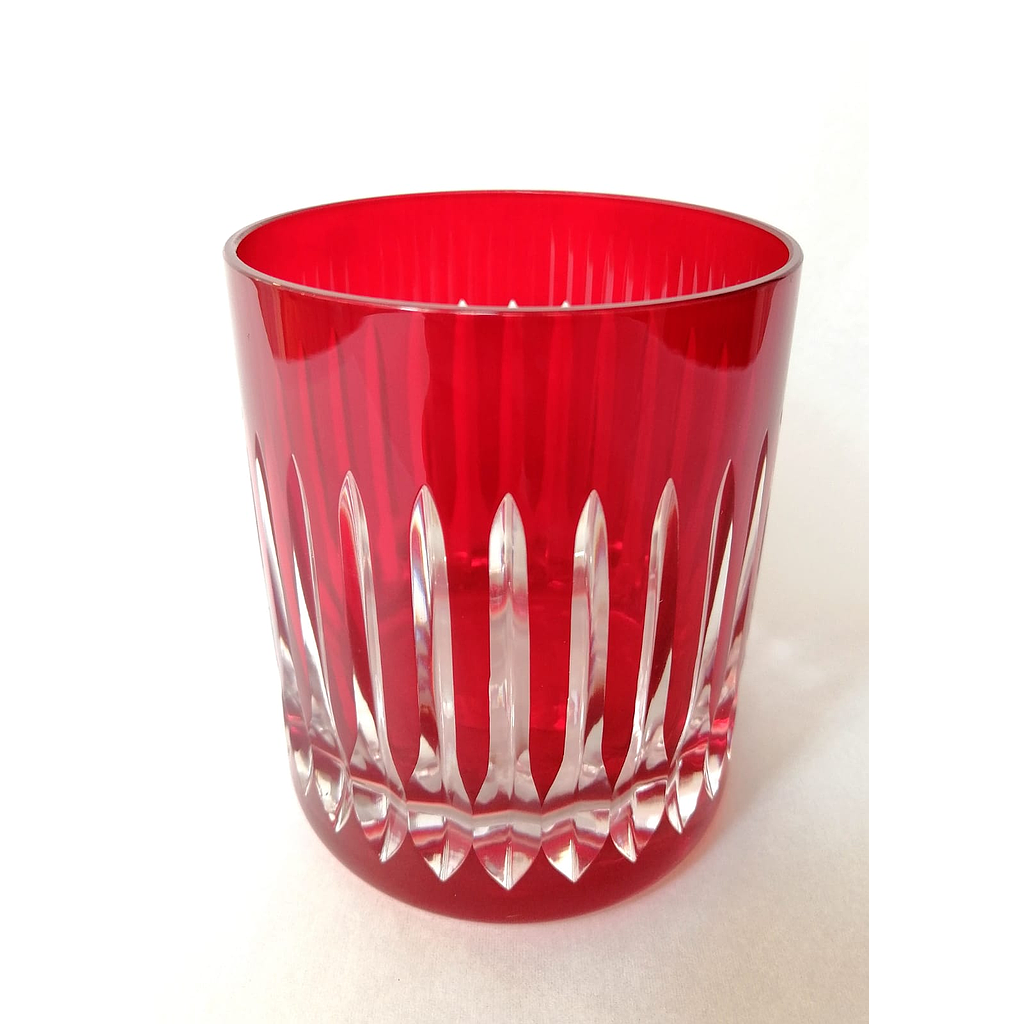 CRISTAL DE ROCA PARIS-ROJO OSCURO-320 ml-VASO WHISKY-BOHEMIA CRISTAL