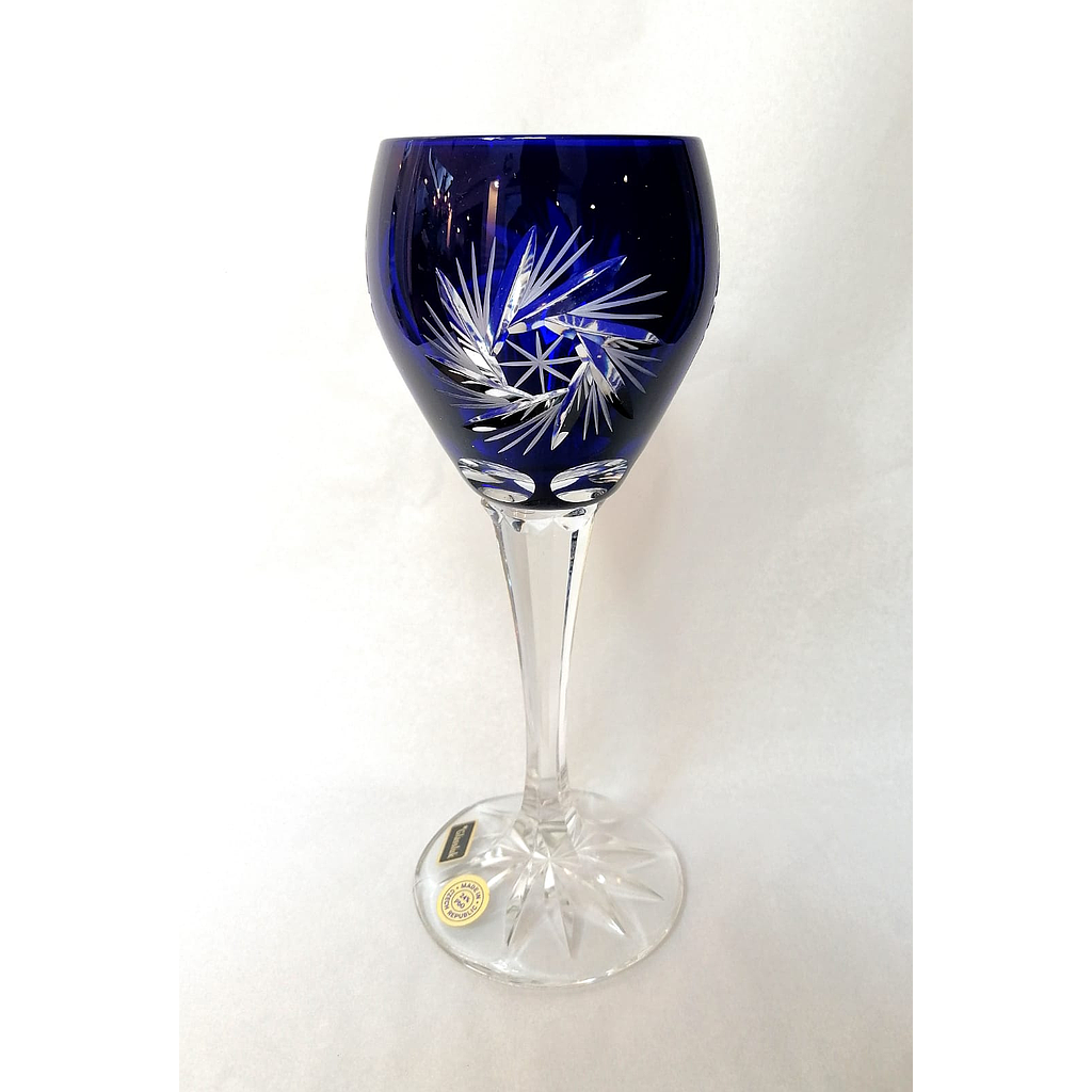 CRISTAL DE ROCA PINWHEEL-AZUL OSCURO-220 ml-COPA VINO-BOHEMIA CRISTAL