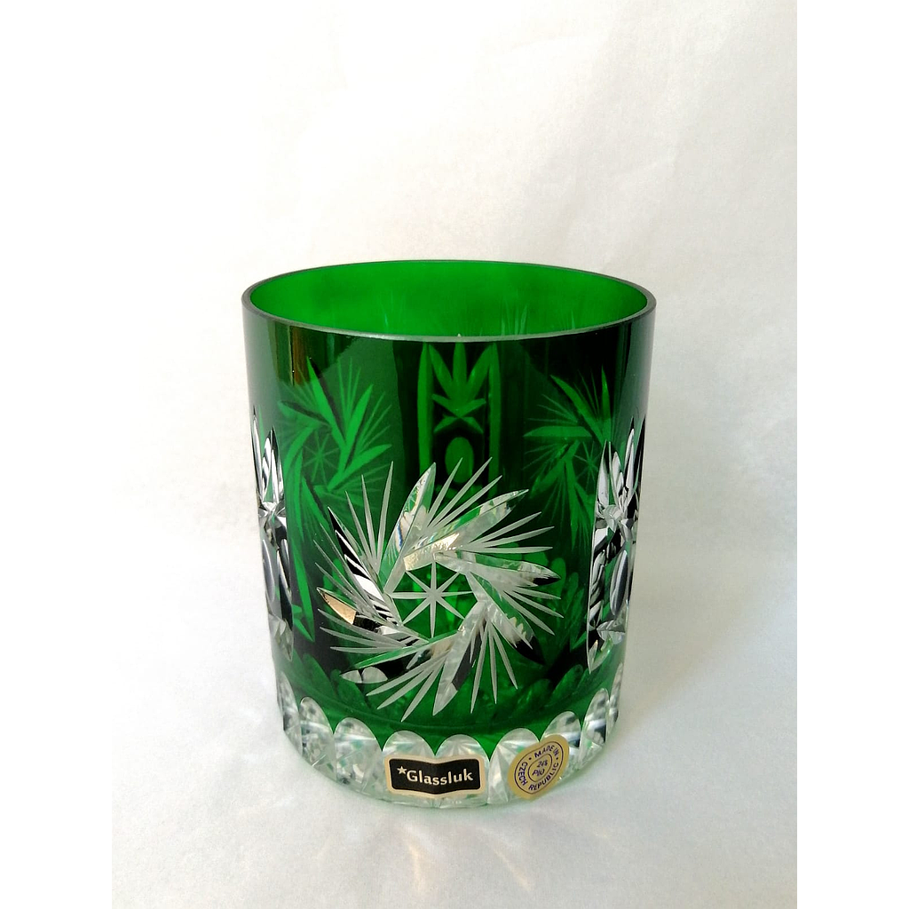 CRISTAL DE ROCA PINWHEEL-VERDE OSCURO-320 ml-VASO WHISKY-BOHEMIA CRISTAL