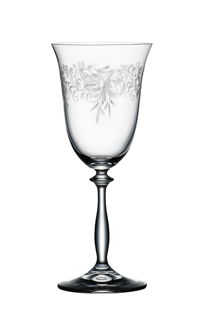 ROMANCE-PANTOGRAFIADO-350 ml-6 COPAS VINO-BOHEMIA CRISTAL