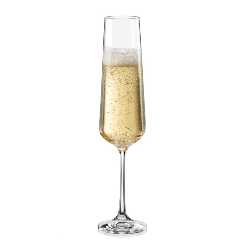 SANDRA -0-220 ml-6 CHAMPAGNE FLAUTA BOHEMIA CRISTAL