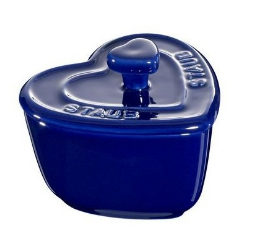 STAUB CERAMIC-AZUL-7.5 cm-SET 2 COCOTTE CORAZON CON TAPA