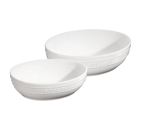 STAUB-CERAMIC-BLANCO -27 y 23 cm-BOWL OVALADO 2 PIEZAS