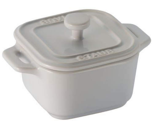 STAUB CERAMIC-BLANCO-8 cm-SET 2 COCOTTE CUADRADO