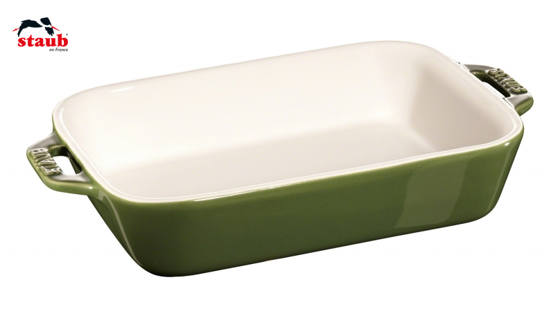 STAUB CERAMIC-VERDE ALBAHACA-20x16 cm-FUENTE PARA GRATINAR PEQUEÑA