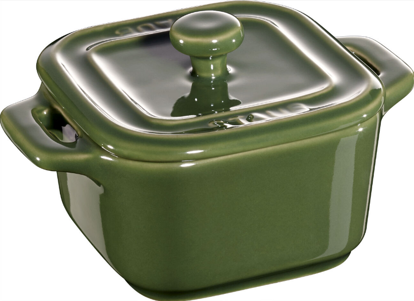 STAUB CERAMIC-VERDE ALBAHACA-8 cm-SET 2 COCOTTE CUADRADO