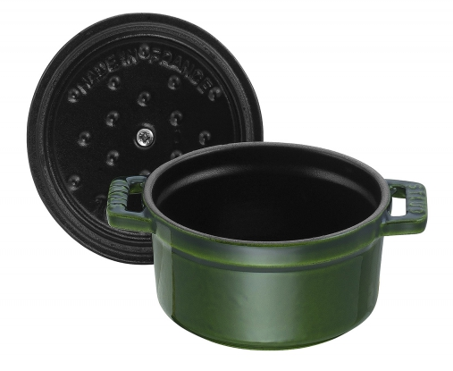STAUB-HIERRO FUNDIDO-VERDE ALBAHACA-10 cm-COCOTTE REDONDO