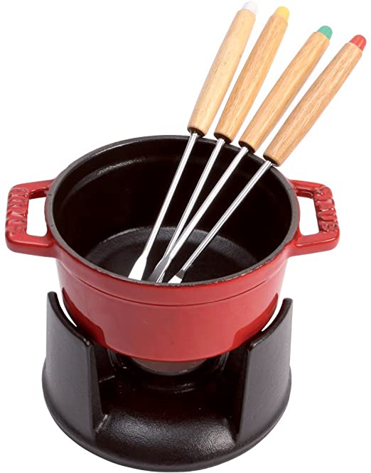 STAUB-HIERRO FUNDIDO-CHERRY-10 cm-SET FONDUE PEQUEÑO