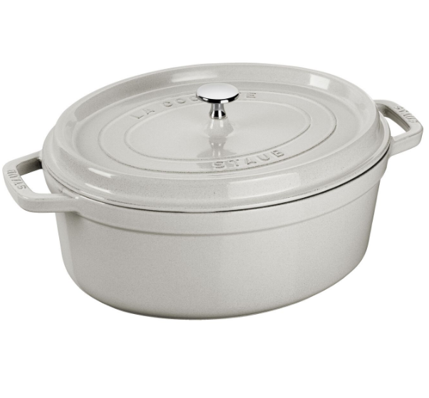 STAUB-HIERRO FUNDIDO-BLANCO -37 cm-COCOTTE OVALADO