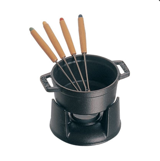 STAUB HIERRO FUNDIDO-NEGRO-10 cm-SET FONDUE PEQUEÑO