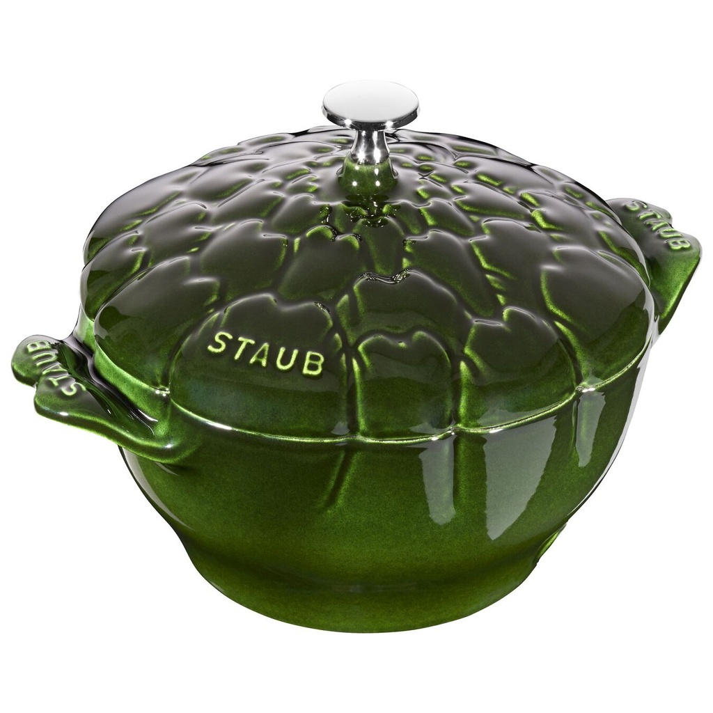 STAUB-HIERRO FUNDIDO-VERDE ALBAHACA-22 cm-COCOTTE ALCACHOFA CON 