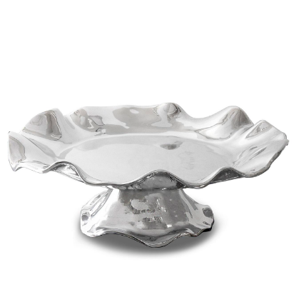 VENTO-PLATEADO-36 cm-TORTERA OLANES CON PEDESTAL BEATRIZ BALL