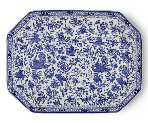 BURLEIGH-BLUE REGAL PEACOCK-34 cm-FUENTE RECTANGULAR GRANDE