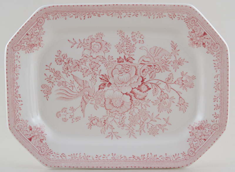 BURLEIGH-PINK ASIATIC PHEASANTS-25 cm-FUENTE RECTANGULAR