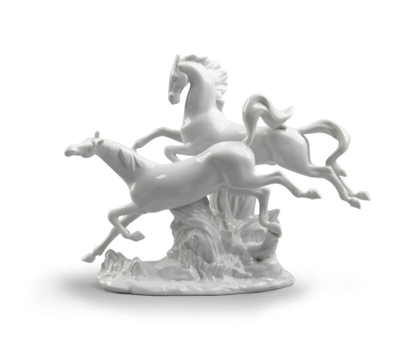 LLADRO-0-0-CABALLOS AL GALOPE (BLANCO)