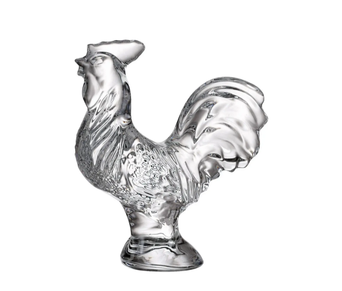 CRISTAL DE ROCA-0-120 mm-FIGURA DE GALLO- BOHEMIA CRISTAL