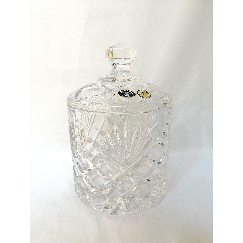 CRISTAL DE ROCA-0-185 mm-POTE DE CRISTAL CON TAPA-C CRISTAL DE BOHEMIA