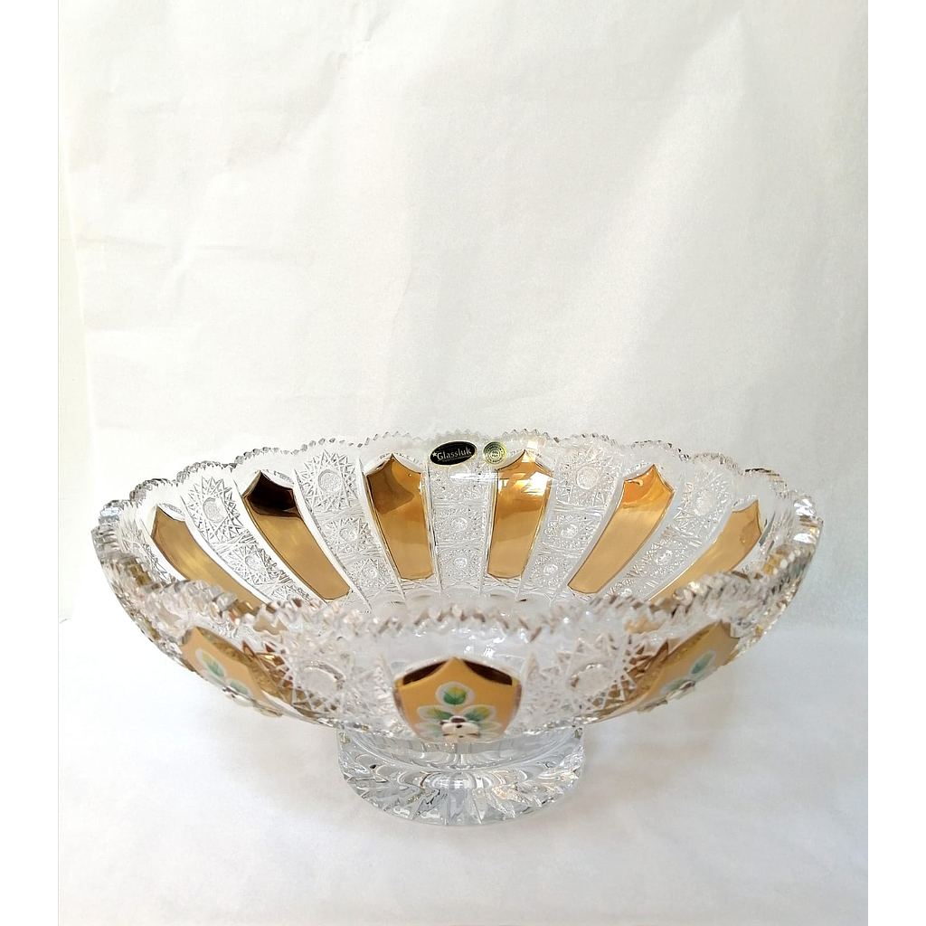 CRISTAL DE ROCA-DORADO-30.5 cm-BOWL-BOHEMIA CRISTAL