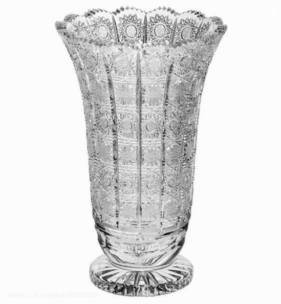 CRISTAL DE ROCA-PK500-30.5 cm-FLORERO CON PIE-BOHEMIA CRISTAL