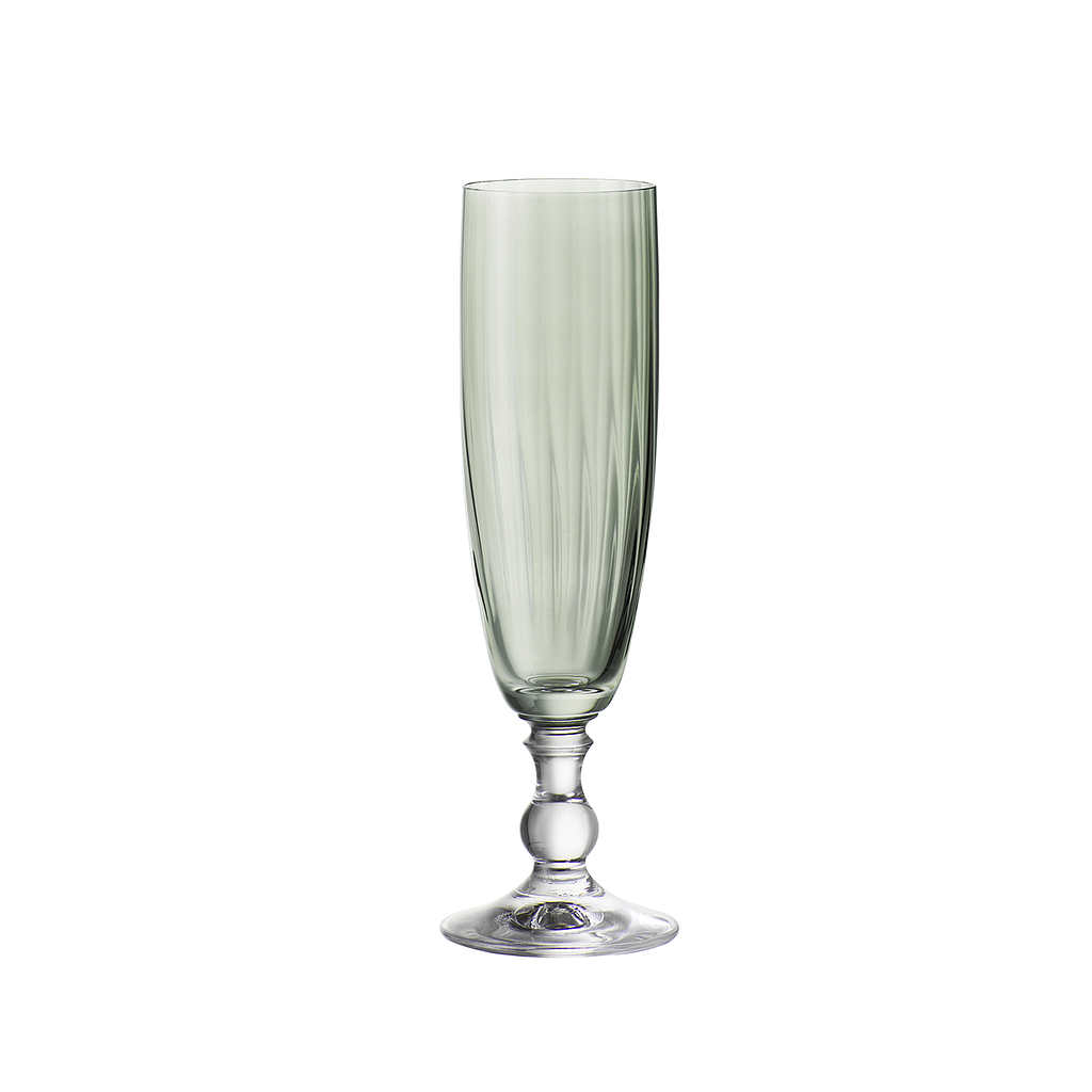 GEORGIA-VERDE-230 ml-6 CHAMPAGNE FLAUTA-BOHEMIA CRISTAL