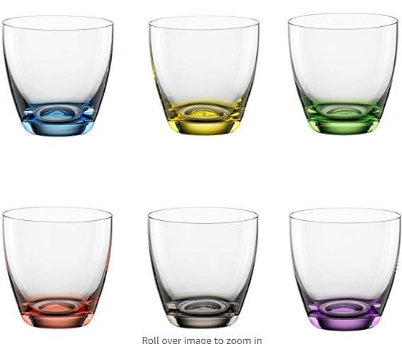 VIVA COLORI-AZUL-300 ml-6 VASOS WHISKY-BOHEMIA CRISTAL