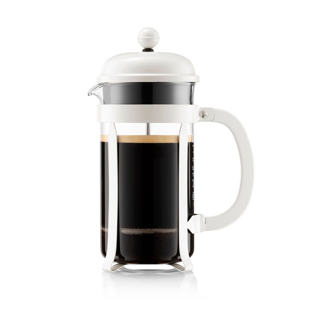 CHAMBORD-BLANCO ACERO INOX BOROSILICATO-1L-PRENSA DE CAFE 8 TAZAS-BODUM