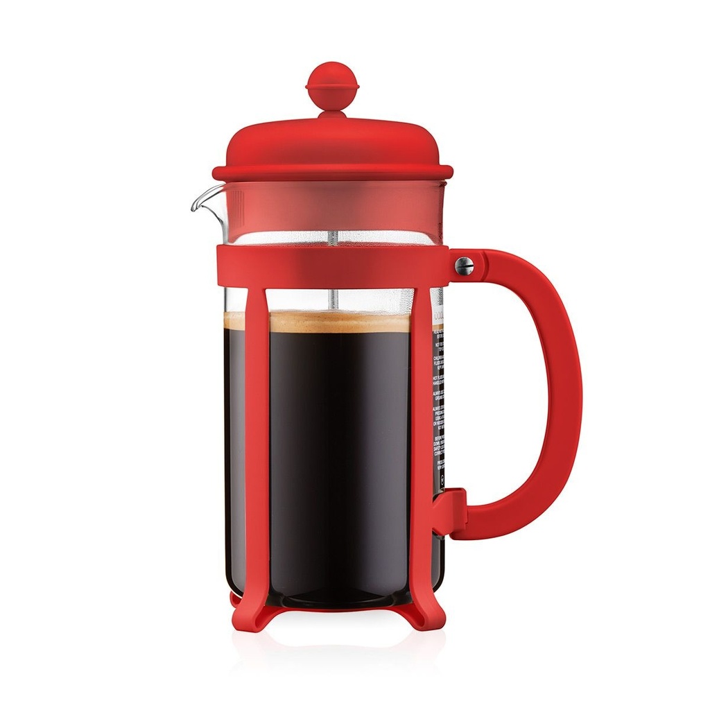 JAVA-ROJO BOROSILICATO-1 L-PRENSA DE CAFE 8 TAZAS-BODUM