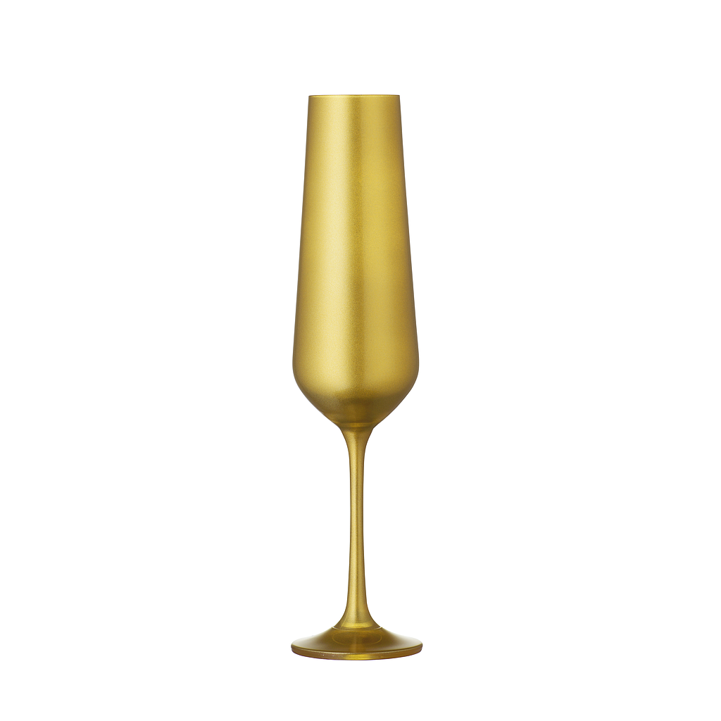 BAR SELECTION-DORADO-200 ml-2 CHAMPAGNE FLAUTA-BOHEMIA CRISTAL