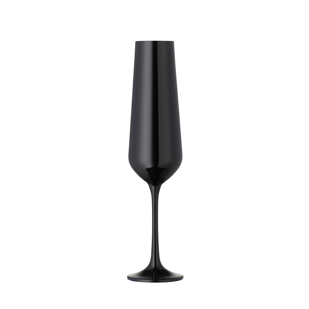 BAR SELECTION-NEGRO-200 ml-2 CHAMPAGNE FLAUTA-BOHEMIA CRISTAL