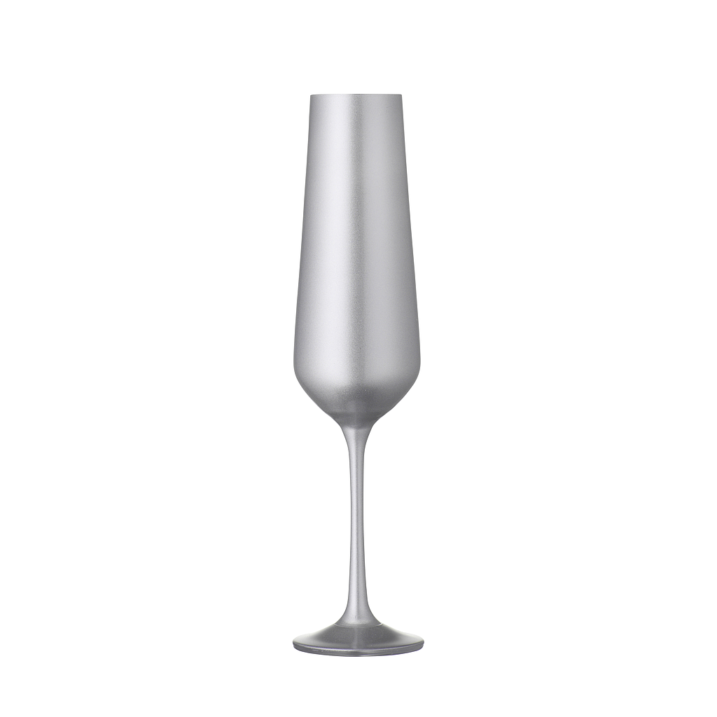 BAR SELECTION-PLATEADO-200 ml-2 CHAMPAGNE FLAUTA-BOHEMIA CRISTAL