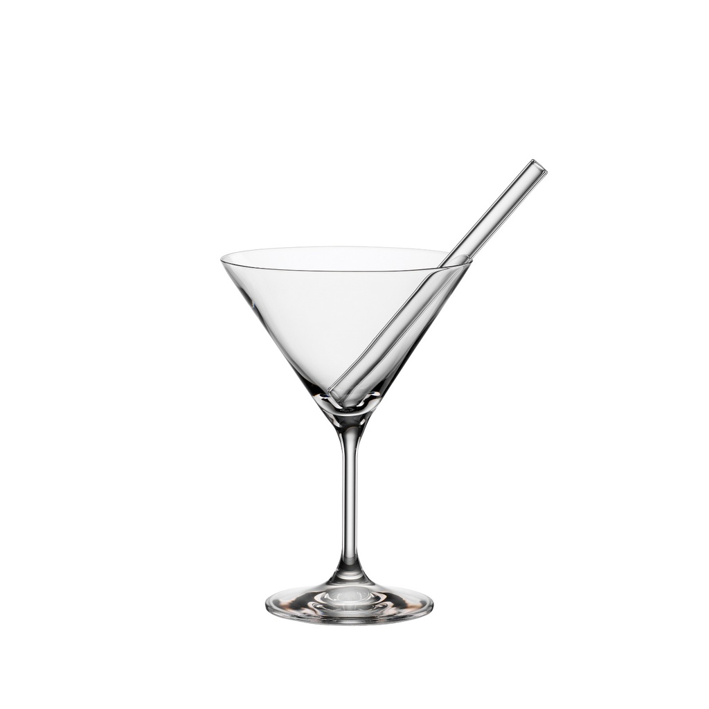 BAR SELECTION-0-240 ml-2 COPAS MARTINI Y BOMBILLA-BOHEMIA CRISTAL