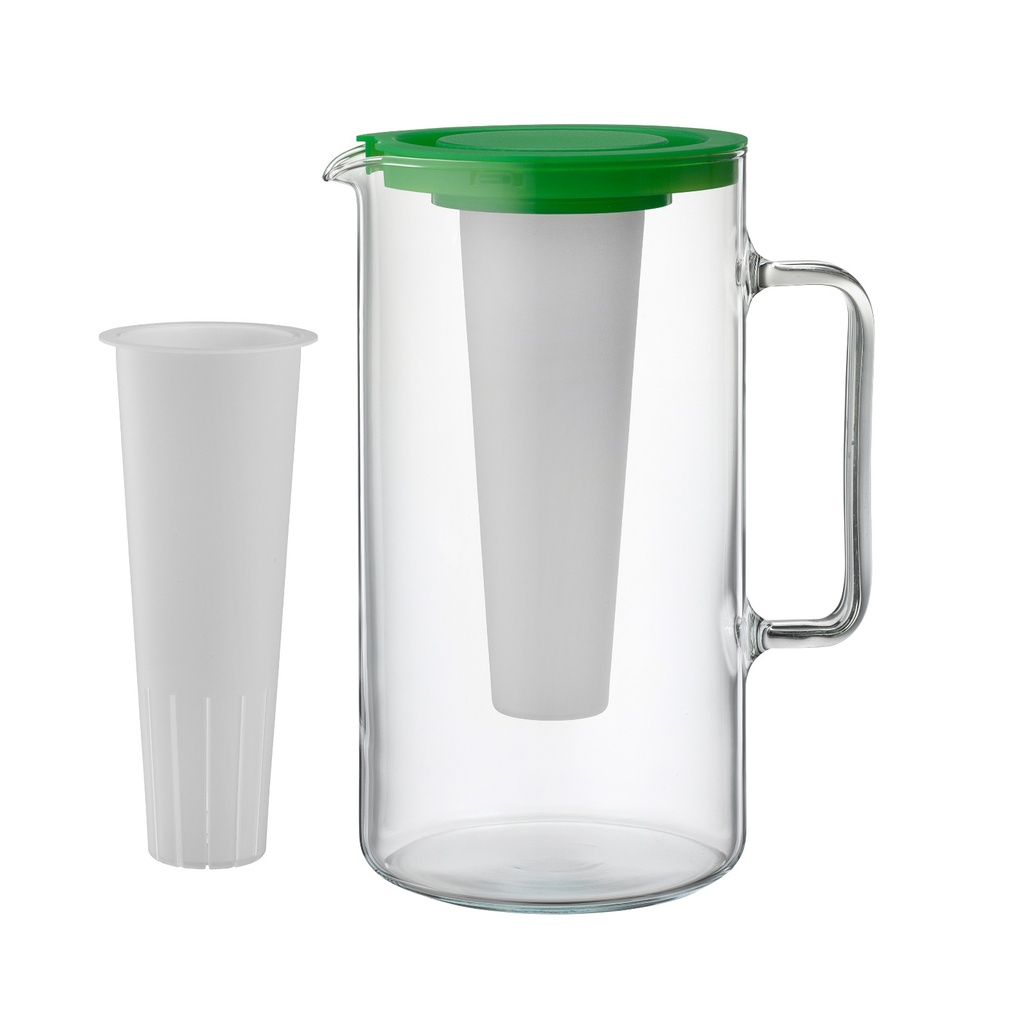 SIMAX-VERDE-2.5 L-JARRA CON TAPA PLASTICA E INSERTO-BOHEMIA CRISTAL