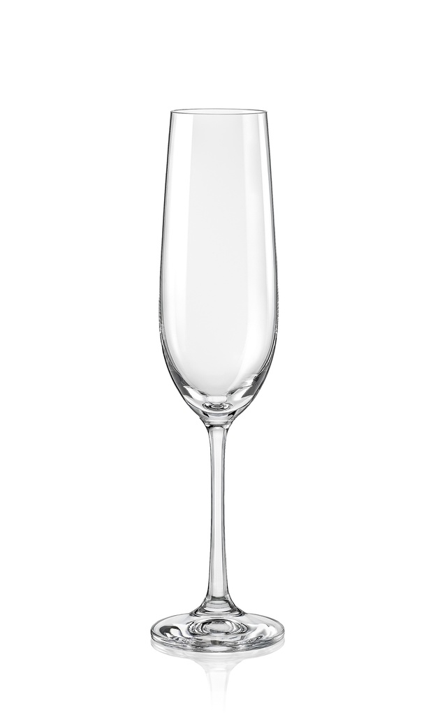 VIOLA-0-190 ml-6 CHAMPAGNE FLAUTA-BOHEMIA CRISTAL