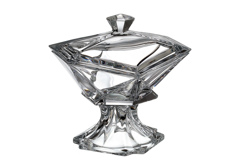 ORIGAMI-0-235 ml-CAJA CON PIE-C CRISTAL DE  BOHEMIA