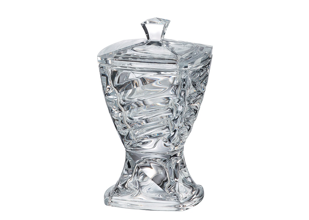 FACET-0-245 ml-CAJA CON PIE-C CRISTAL DE BOHEMIA