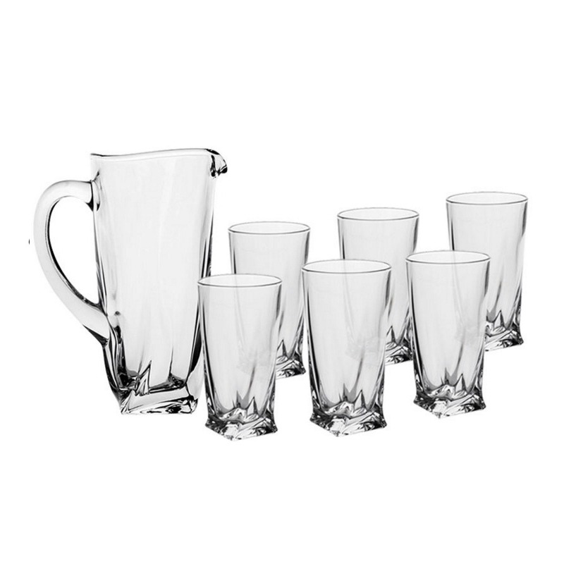 QUADRO-0-7 pza-SET 6 + 1 JARRA-C CRISTAL DE BOHEMIA
