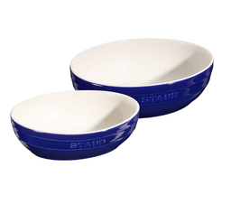 [204410] STAUB-CERAMIC-AZUL-27 y 23 cm-BOWL OVALADO 2 PIEZAS