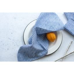 [206018] MAOLI-LINO-AZUL RAYAS BLANCAS DELGADAS-0-SET DE 6 SERVILLETAS