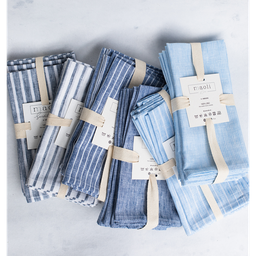 [206016] MAOLI-LINO-AZUL RAYAS BLANCAS GRUESAS-0-SET DE 6 SERVILLETAS