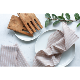 [206023] MAOLI-LINO-BEIGE RAYA BLANCA-0-SET DE 6 SERVILLETAS