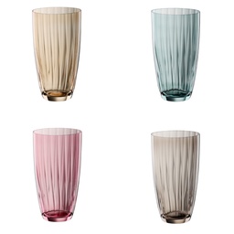 [207435] VIVA MILANO-0-350 ml-4 VASOS LARGOS-BOHEMIA CRISTAL